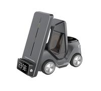 3in1 Forklift Wireless Charging Station With Clock Ambient Light Small Car Desktop Charger Fast For Phone 15 Watch Headphones Dock for (B, One Size)