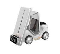 3in1 Forklift Wireless Charging Station With Clock Ambient Light Small Car Desktop Charger Fast For Phone 15 Watch Headphones Dock for (A, One Size)