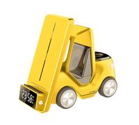 3in1 Forklift Wireless Charging Station With Clock Ambient Light Small Car Desktop Charger Fast For Phone 15 Watch Headphones Dock for (C, One Size)