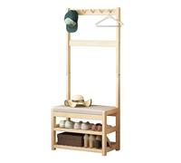 3in1 Hall Tree with Bench & Shoe Sto Solid Wood MultiPurpose Coat Rack Entrywayfor Bedroom Hallway Office67.9"x12.2"x25.2"