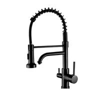3in1 Kitchen Faucet with 360° Swivel Spring Design High Arc Single Lever Pull Down Sprayer 2 Spray Modes Modern Black Finish for Easy Use and Stylish Look