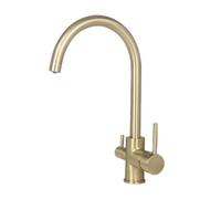 3in1 Kitchen Faucet with Hot & Cold Water Brushed kel Dual Lever Drinking Water T Sink Mixer Modern Design for Home & Restaurant Use