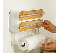 3In1 Magnetic Cling Film & Tin Foil Dispenser with Cutter Refillable Wall Mount Plastic Wrap Dispenser Box Kitchen Accessory