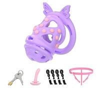 3IN1 Male Large Chastity Cage Cock Cage - Lightweight Double Lock Bondage Soft Nail Chastity Device Sex Toy with 4 Silicone Rings and Three-Way Auxiliary Belt for Man Penis Exercise