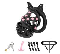 3IN1 Male Large Chastity Cage Cock Cage - Lightweight Double Lock Bondage Soft Nail Chastity Device Sex Toy with 4 Silicone Rings and Three-Way Auxiliary Belt for Man Penis Exercise