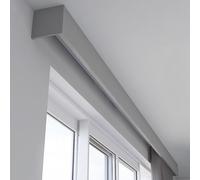3in1 Metal Valance Curtain Rod with Wall/Ceiling Mount 1.4m Grey Decorative Window Panel LightBlocking Drapery for Home Decor
