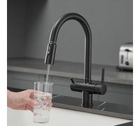 3in1 PullOut Black Kitchen Faucet Dual Handle Water Filter Mixer T Stylish 3Way Design for Modern Kitchens and Easy to Install