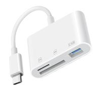 3in1 SD Card Reader USB C, External TF/Micro SD Memory Card Reader with USB 3.0 Port, Type C OTG Adapter for iPhone 17/16/15, iPad, MacBook, Samsung Galaxy S25/S24/S23, for Travel/Office/Photography