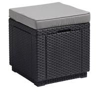 3in1 Seat Stool Storage Table + Cushion Keter Cube Outdoor Patio Garden Balcony