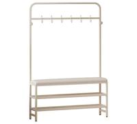 3in1 Shoe Rack & Coat Rack Hall Tree with Seat Cushion Metal Entryway Organizer with Hooks for Living Room HallwayFreestanding Storage Solution (White 100cm/39in)