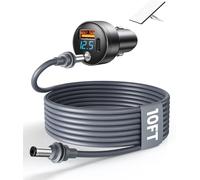 3in1 Starlink Mini Car Adapter with 10FT DC Power Cable,12V-24V Starlink Cigarette Lighter Adapter with Digital Display,16AWG Waterproof Cable with 30W USB-A + USB-C 45W Port for Trucks,RVs,Cars,Ships