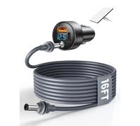 3in1 Starlink Mini Car Adapter with 16FT DC Power Cable,12V-24V Starlink Cigarette Lighter Adapter with Digital Display,16AWG Waterproof Cable with 30W USB-A + USB-C 45W Port for Trucks,RVs,Cars,Ships