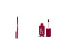 3INA MAKEUP - The Automatic Lip Pencil 254 + The Longwear Lipstick 385 - Dark pink nude Waterproof Lip Liner + Burgundy Long Lasting Matte Lipstick with Hyaluronic Acid - Vegan - Cruelty Free