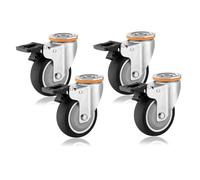 3inch 4inch 5inch TPR Thermoplastic Rubber Swivel Caster Wheel Set Of 4 Dual Locking No Noise Casters With Brakes Furniture Trolley Workbench Replacement Caster