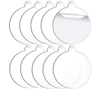 3Inch Acrylic Round Blank Discs Ornament, 10 Pieces Baubles Clear Acrylic Hanging Pendant for DIY Art Crafts Painting Vinyl, Festival Party Christmas Decor (1.5mm)