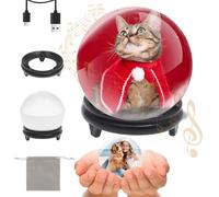 3Inch Crystal Ball Video Player 3D Memory Orbs Ball Personalized Memory Sphere Video with Base and Sound Digital Videos Photos Display for Birthdays, Christmas,Thanksgiving Day(white)