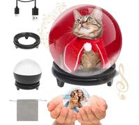 3Inch Crystal Ball Video Player 3D Memory Orbs Ball Personalized Memory Sphere Video with Base and Sound Digital Videos Photos Display for Birthdays, Christmas,Thanksgiving Day(black)