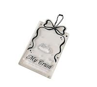 3Inch Photo Card Holder Clear Acrylics Case with Beads Chain Photo Sleeves Water Resistant Protector Transparent Glitter Card Holder