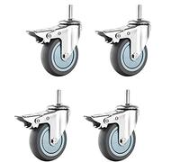 3Inch Swivel Casters with Brake M10 Threaded Stem 80kg Capacity Furniture Wheels for Trolley & Wheelchair 4Pack GummiLenk