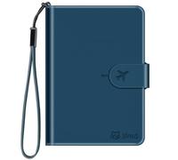 3inuS Passport Holder with Full Find My and RFID Protected,Wireless Charging, Magnetic Closure & Lanyard-Travel Document Organizer with Pen/SIM Card Pin Slots,4 Card Slots,Blue