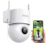 aosu 3K 5MP Security Camera Outdoor Wifi Wired with 400Lm Spotlight Full Color Night Vision, 360°PTZ CCTV Camera, Surveillance Cameras 24/7 Recording, Vehicle Security and Protection, Spot Cruise