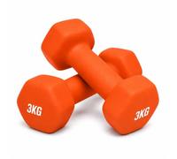 3kg Neoprene Hex Dumbbells Set Pair, Non Slip Grip Hand Weights, Anti Roll Dumbbell Weights Orange for Strength Training, Fitness Workouts, Aerobic Exercise & Home Gym
