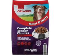 3kg - Orlando Moist & Meaty Complete Dog Food - | Tender Chunks with Beef | Adult Dog Dry & Moist Mix | 100% Complete Nutrition