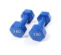 ( 3kgs Blue Color) Vinyl Coated Dumbbells Weights Pair Gym Fitness