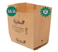 3L & 5L - 25 x Paper - Compostable Brown Caddy Food Waste Bin Liners/Bin Bags