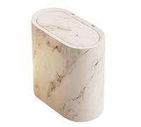 3L Bathroom Bin Trash Can Modern Wastebasket for Kitchen Wood Grain Trash Can with Lid Bathroom Living Room Odor Control Hand-Press Opening Farmhouse Style Plastic Bin