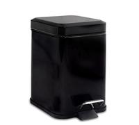 3L Black Bathroom Pedal Bin Square Stainless Steel Slim Waste Dustbin Lid UK