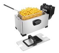 3L Deep Fat Fryer, Stainless Steel | Adjustable Temperature 150-190°C | Removable Oil Container | Viewing Window Lid | 2000W Electric Fryer for Chips, Chicken, Seafood & More (3Litre)