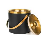 3L Double-Wall Insulated Stainless Steel Ice Bucket with scoop for Cocktail Bar - Metal Ice Bucket for freezer with Lid for parties, Camping,and More!champagne bucket,bar cart accessories (black)