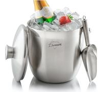 3L Insulated Ice Bucket, Champagne Bucket, Ice Bucket with Lid and Tongs, Stainless Steel, Strainer, Ice Scoop, Large Ice Buckets for Parties, Champagne, Drinks Bucket, Beer and Wine Bucket