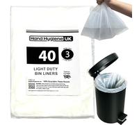 3L Pedal Bin Liners 40 Count Extra Large Standard Dustbin Waste Bags Small 3 Liter Trash Bags For Toilet Bedroom Bathroom Hotels Garbage White Refuse Sacks For Rubbish 3 Litre Light Duty