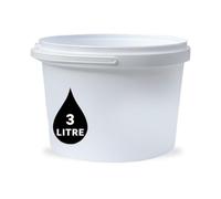 3L Plastic Bucket Pail + Handle & Lid - Heavy Duty ¦ Food Grade BPA Free ¦ Multi-use Fermentation Feed Dry Food Liquid Chemicals Hydroponics Storage Container WHITE