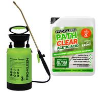 3L Pump Pressure Garden Sprayer & Path Clear Acetic Acid 5L ProKleen Green One Size