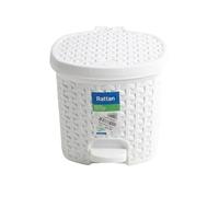 3L Rattan Pedal Bin with Removable Inner Bucket - Compact & Stylish Waste Bin for Kitchen, Bathroom & Office - Durable Plastic, Hands-Free Foot Pedal, Easy to Clean - 20.5 x 16 x 21cm (White)