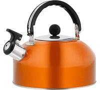 3L Stainless Steel Stovetop Whistling Kettle, Gas Hob Camping Kettle with Handle for Electric Ceramic and Gas Stoves (Orange)