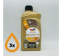 3L TotalEnergies Quartz 9000 ENERGY 5W-40 Total Engine Oil - 3 x 1 Litre