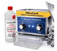 3L Ultrasonic Cleaner Kit 100W with Heater, Dial Timer, Wire Basket & 1L Carburettor Cleaning Fluid - Stainless Steel Ultrasonic Cleaning Machine Bundle for Carburettors & Engine Parts