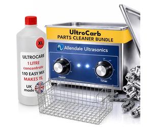 3L Ultrasonic Cleaner Kit 100W with Heater, Dial Timer, Wire Basket & 1L Carburettor Cleaning Fluid - Stainless Steel Ultrasonic Cleaning Machine Bundle for Carburettors & Engine Parts