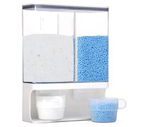 3L Washing Powder Storage,Laundry Pods Storage Container with 2 Cups,Wall-Mounted Double Laundry Storage Containers,Laundry Detergent Dispenser with Lids for Fairy Scent Booster Beads,Rice,Cereal,Food