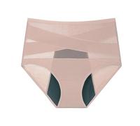 3Layer Leakproof Menstrual Panties Light Absorption High Waist Abdomen Control Butt Lifting Underwear Cotton Cross Tum Plus Size(Skin,1pcs,S)