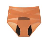 3Layer Leakproof Menstrual Panties Light Absorption High Waist Abdomen Control Butt Lifting Underwear Cotton Cross Tum Plus Size(Orange,1pcs,XXL)