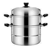 3Layer Stainless Steel Steamer Steam Pot With Lid For Cooking Soup And Steaming For Gas Electric Grill Stove 28Cm/Assorted Color/26 * 26 * 32Cm,
