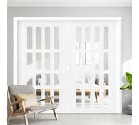 3Lite Folding Door White PVC Interior Door with HandlesBarn Design Perfect for Laundry Room 90x214cm Privacy Solut SpaceSaving Folding Door