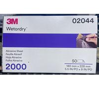 3M Wetordry Abrasive Sheet 401Q, 02044, 2000 Grit, 5 1/2 x 9 in, 50 Sheets, Fast Cutting, Auto Body Sanding, Paint Finishing