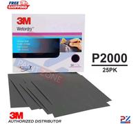 3M 02044 P2000 Wet/Dry Abrasive Sandpaper - 25 Sheets for Auto & Wood