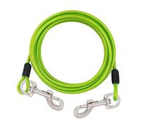 3m/10ft Dog Tie Out Cable,Steel Wire Pet Leash Reflective Canine Lead Line w/360° Swivel Lockable Hook for Medium Large Dogs Up to 130lbs